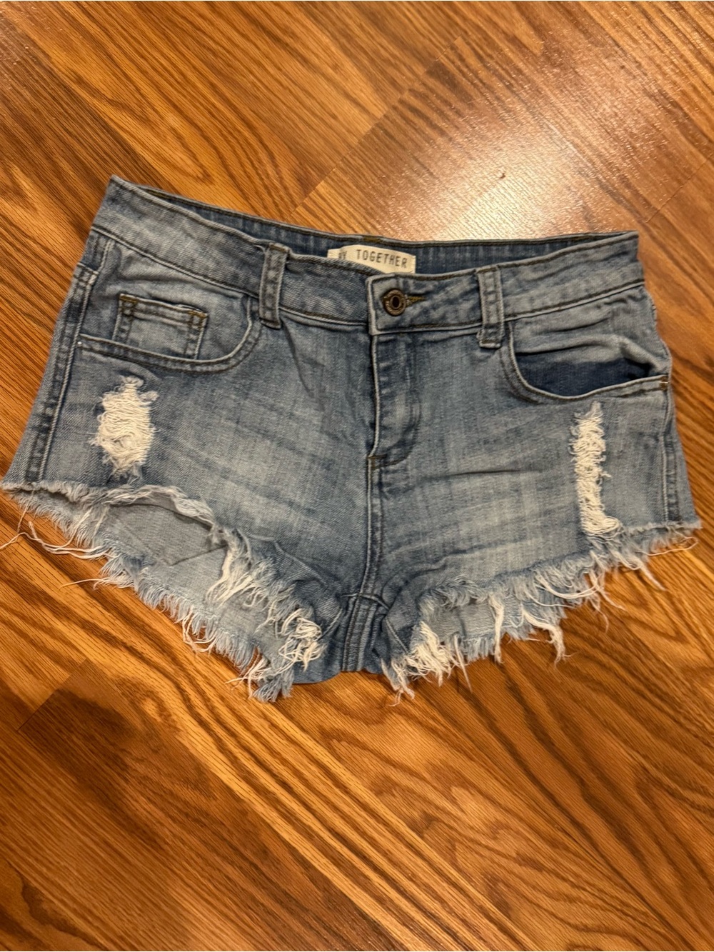 Distressed Denim Micro Shorts Cutoffs, Small, By Together